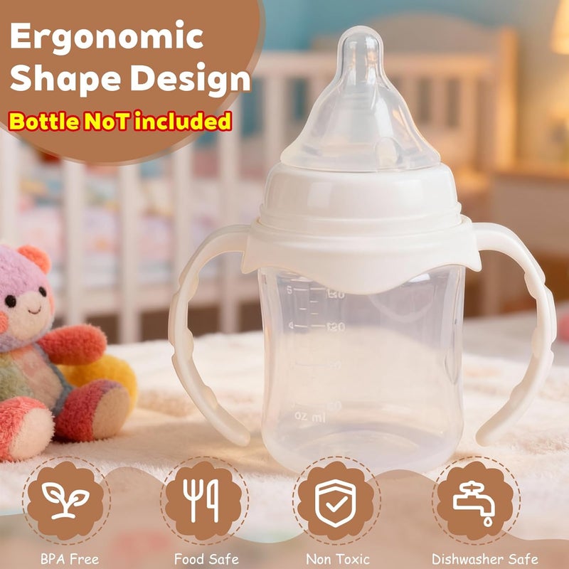 Dotshnk 4Pack Baby Bottle Handles for Evenflo Wide Neck 5oz & 9oz Baby Bottle, Baby Bottle Handles Wide Neck, Baby Bottle Holder - White - Image 2